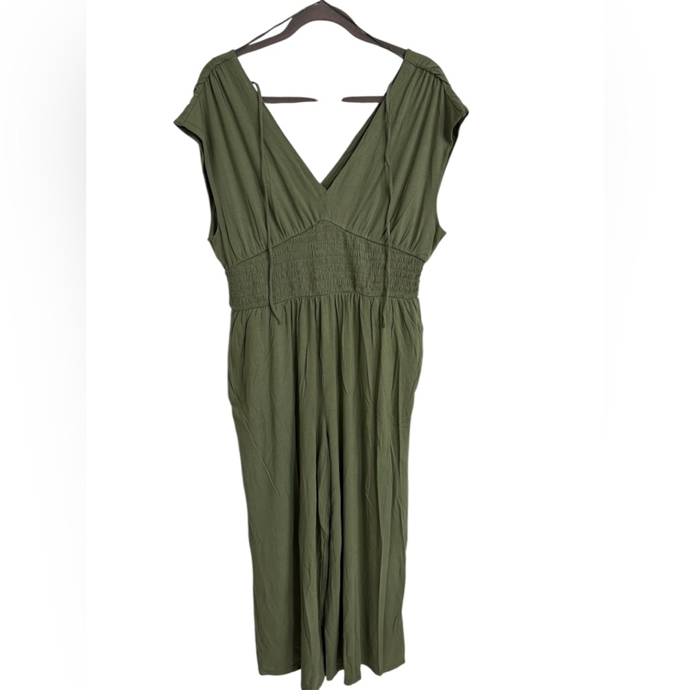 Old Navy Olive Green Waist-Defined Shirred Jumpsuit
